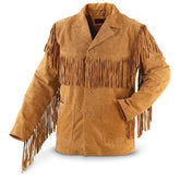 Brown Fringe Leather Jacket-Men
